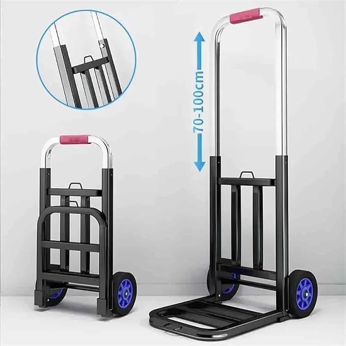 Portable Folding Hand Truck Retractable Trolley Cart for Shopping Luggage & Camping Heavy Duty Household Trailer Compact Design for Easy Transport (Medium)