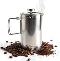 Coghlan's Stainless Steel French Press Coffee Maker – 4-Cup (32 oz), Campfire & Stovetop Safe, Portable & Durable – Fine Mesh Filter, Folding Handle, Dishwasher Safe – For Camping, Travel, or Home