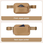 Fanny Packs for Women Men,Belt Bag,Water-resistant Crossbody Bag with 4 Zipper Pockets,Fashion Waist Packs with Adjustable Strap for Workout/Running/Yoga/Shopping/Hiking,Brown
