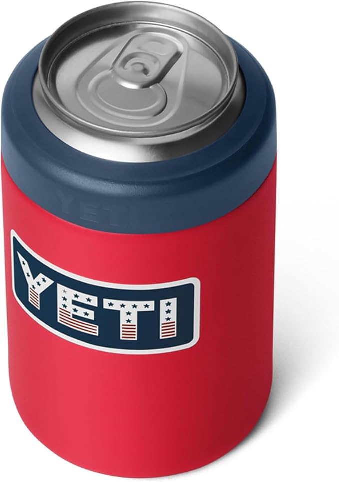 YETI Rambler 12 oz. Colster Can Insulator for Standard Size Cans, Red/Navy/Badge