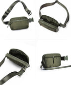WESTBRONCO Fanny Packs for Women Men, Belt Bag with 4 Zipper Pockets, Fashion Waist Packs, Lightweight Crossbody Bags with Adjustable Strap for Workout/Running/Hiking (Green)