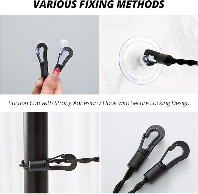 Portable Travel Clothesline Retractable Clothesline with Hooks and Suction Cups Camping Essentials for Indoor and Outdoor Use