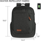 KROSER Laptop Backpack Large Computer Backpack Fits up to 17.3 Inch Laptop with USB Charging Port Water-Repellent Travel Backpack Casual Daypack for Business/College/Women/Men-Charcoal Black