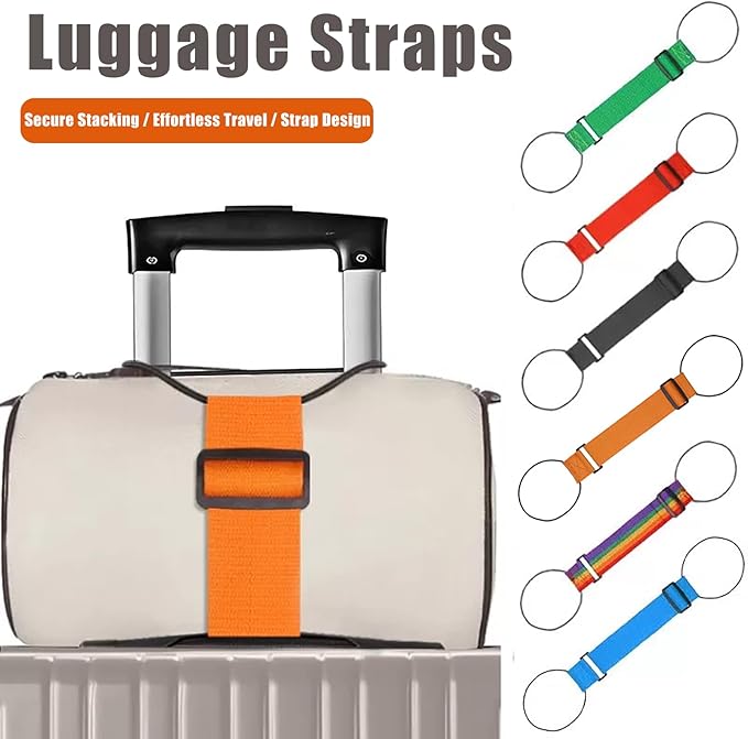4PCS Luggage Straps for Suitcase, Adjustable Elastic Luggage Connector Straps, Multi-Functional Durable Travel Packing Straps for Securing Bags, Backpacks & Accessories