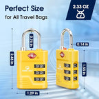 SURE LOCK TSA Approved Luggage Lock – 3-Digit Resettable Combination Padlock with Open Alert Red Dot, Large Easy-Read Dials for Suitcases, Backpacks, Gym & School Lockers(Yellow 4 pk)