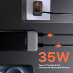 JUOVI Power Bank 10000mAh, 35W Portable Charger,Fast Charging Portable Battery Pack with PD 3.0 & QC 4.0, USB C Portable Power Bank for iPhone 15 14 13 Series, Galaxy, Tablet, Switch, and More（Black）