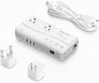 BESTEK Pure Sine Wave 220v to 110v Converter, US to European Travel Voltage Converter for Hair Straightener/Curling Iron, Step Down Transformer with 4 USB(1 PD35W) and UK/AU/US/EU Worldwide Adapter