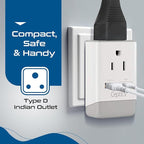 Ceptics India Maldives Power Plug Adapter Travel QC 3.0 & PD, Safe Dual USB & USB-C - 2 USA Socket Compact & Powerful - Use in Pakistan Nepal Sri Lanka - Type D AP-10 - Fast Charging