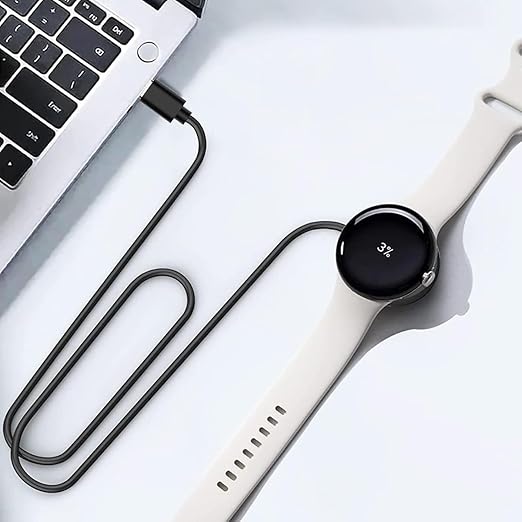 Kissmart Charger for Google Pixel Watch 2 & 3, Replacement USB-A/C Charging Cable Cord for Smart Watch (3.3ft/1m) (White)