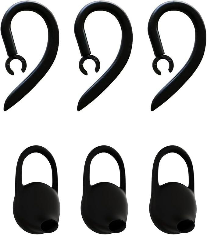 Ear Hooks Eartips Kit 360° Rotatable Adjustable Soft Silicone Anti-Slip Sports Clamp Bluetooth Headset Clips Earbuds Replacement for Newbee/Plantronics/TOORUN Black