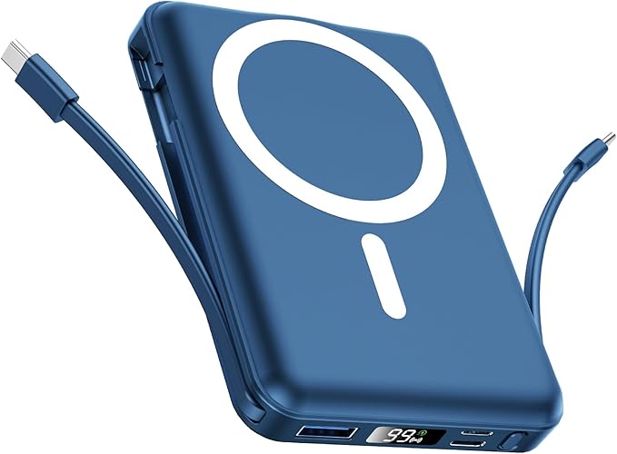 for Magsafe Power Bank, 10000mAh Magnetic Power Bank with USB-C Cable and PD 20W USB C Fast Charging LED Display, Wireless Portable Charger for iPhone 17/16/15/14/13/12/Pro/Pro Max