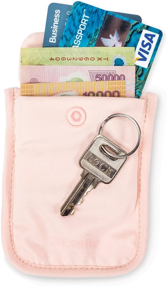 Pacsafe Coversafe S25 Hidden Undercover Travel Bra Pouch for Women (Washable) - Stash up to 6 Credit Cards plus Money and Key with Adjustable, Elastic Strap; Suitable for all Bra Sizes (Orchid Pink)