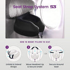 Cabeau Evolution S3 Airplane Travel Pillow for Long Flights - Supportive Memory Foam Body Positioner with Seat Straps to Secure Your Head and Neck and Provides 360 Support (Jet Black)