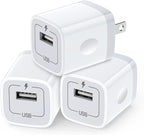 USB Plug Wall Adapter for iPhone,1A/5V Single Port Phone Wall Charger Block Charging Cube Box Brick 3 Pack for iPhone 17e/15 Pro Max/14/13/12/11,Samsung Galaxy S24/S23/S22/S21/S20/S26,Google Pixel 10a
