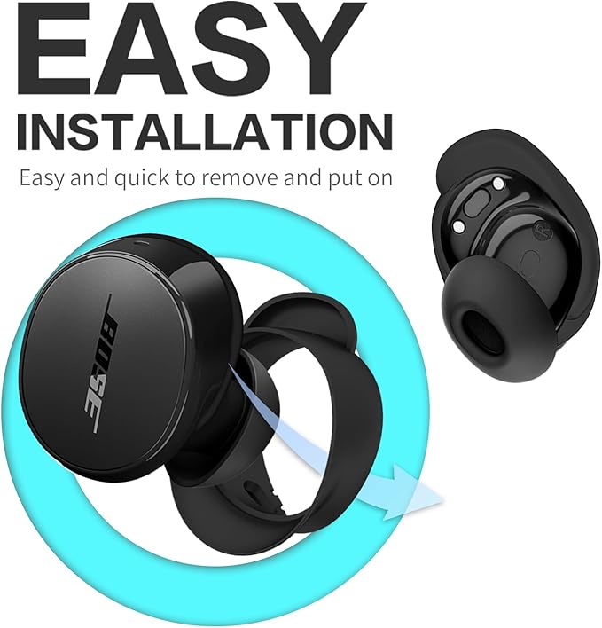 [3 Pairs] Ear Tips Covers for New Bose QuietComfort Earbuds, Sport Anti-Slip EarTips Silicone Anti Scratches Replacement Ear Covers Earbuds Accessories (S/M/L) (Black)