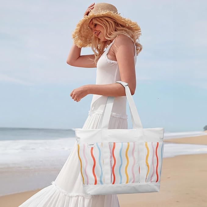 G4Free Beach Bag,Waterproof Beach Tote Pool Bags for Women,Compatible with Cup,Foldable for Weekender Travel