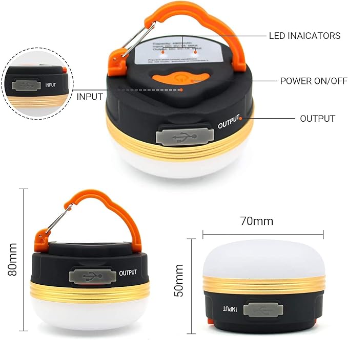 Censinda LED Camping Lantern, Rechargeable & Portable Tent Light, 300LM,3 Light Modes,1800mAh Power Bank,with Magnet Base,Electric Lantern Flashlight for Camping/Hiking/Fishing/Hurricane/Emergency
