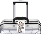 2 Pack Luggage Tag for Suitcase, Cute Unique Leather Bag Tags Identifiers Privacy Cover ID Label with Durable Steel Loop for Women Men Kids Girls Travel，GiraffeE