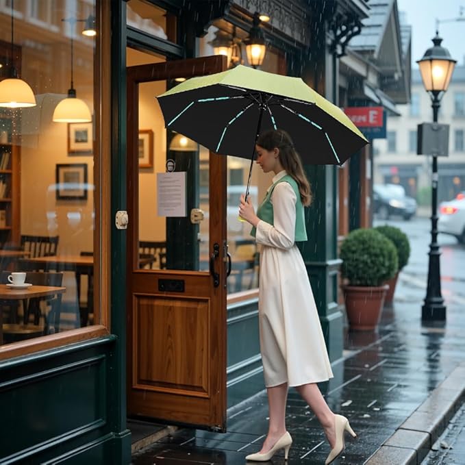 YINBAOGE Compact Travel Umbrella, Automatic Folding Windproof 8 Ribs, Lightweight Small Portable Parasol for Rain & Sun with UV Protection, Fits Car, Backpack, Purse, Men & Women