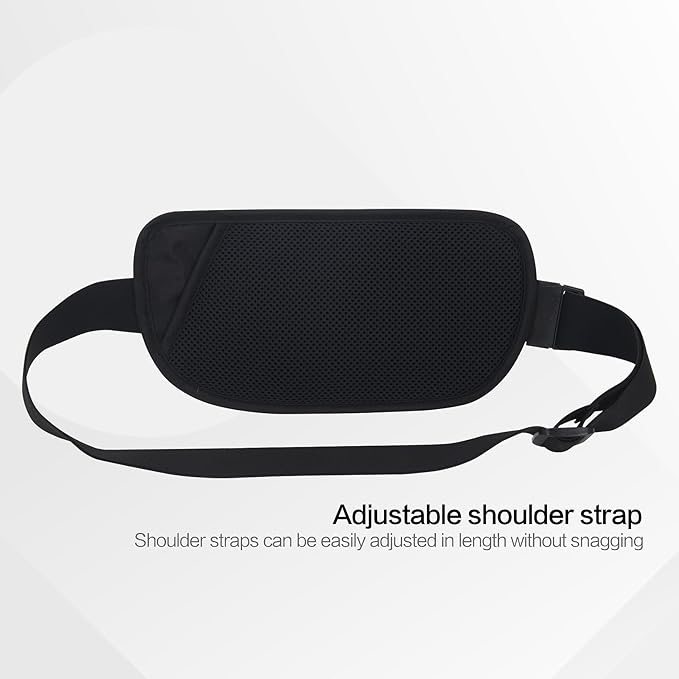 Slim Money Belt for Travel - Anti-Theft Hidden Passport Holder Waist Wallet with Secure Pouch for Cash, Credit Cards & Phone Safe (Small Black)