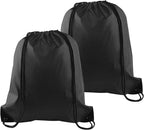 PLULON 2Pcs Drawstring Bags Bulk Black Drawstring Backpack String Backpack Cinch Sack Sport Gym Backpack Bags for Yoga Traveling Outdoor Sports