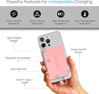 Clutch Pro – World's Thinnest Portable Charger – USB-C Power Bank 5000mAh – Magnetic Built-in Cable – TSA Approved Travel Charger – iPhone 15/16/17 & Android – Pink