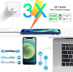 DABUSTAR for iPhone Fast Charger, 33W USB C PD Wall Charger Block Plug with[MFi Certified]6ft Type C to Lightning Cable Quick Charging Data Sync Cord for iPhone14 13 12 11 Pro Max Mini Xs Xr iPad Air