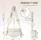 Cross Body Bag for Women Bum Bag Checkered Belt Bags Fanny Packs for Girls Travel Purse Fashion Waist Packs Crossbody Nylon Purse Trendy Shoulder Bags for Womens
