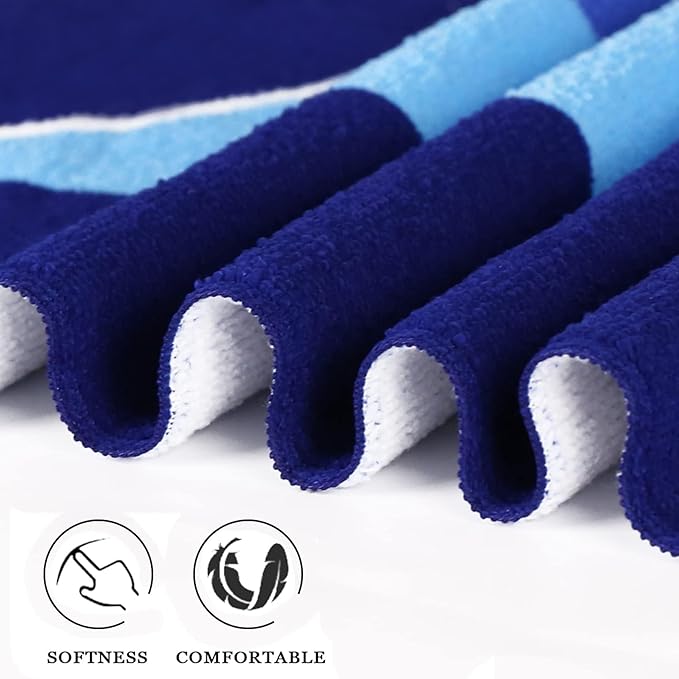 2 Packs Oversized Beach Towel Set 36 x 72 in XL Extra Large Big Soft Clearance Pool Swim Camping Travel Terry Towels Blanket for Adult Cruise Lounge Chair Cover Gift Women Men Blue Striped Dolphins