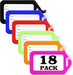 Sodsay 18 PK Luggage Tags for Suitcases (Assorted, Pack of 18 with 9 Vibrant Colors), Luggage Tag, Bag Tag for Baggage, Suitcase Tags Bulk