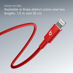 Beats USB-C to Lightning Woven Cable Fast Charging Durable/Tangle-Free Compatible Charger for Apple Devices with Lightning Ports (1.5 m, 5 ft) - Rapid Red