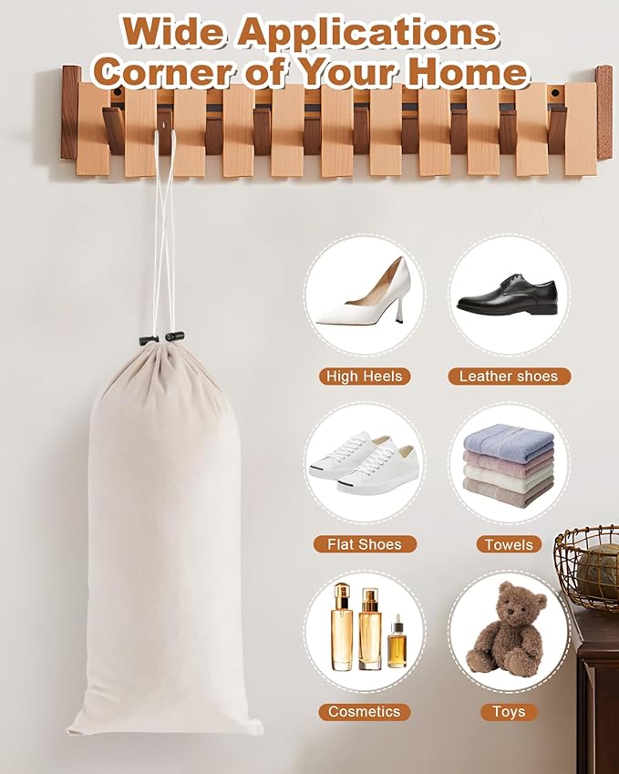 6 Pcs Single Shoe Bags for Travel, 17.3"x8.6" Washable Travel Shoe Bags for Packing in Suitcase, Velvet Dust Bag with Drawstring, Shoe Pouch for Women and Men, Travel and Home Storage (Beige)