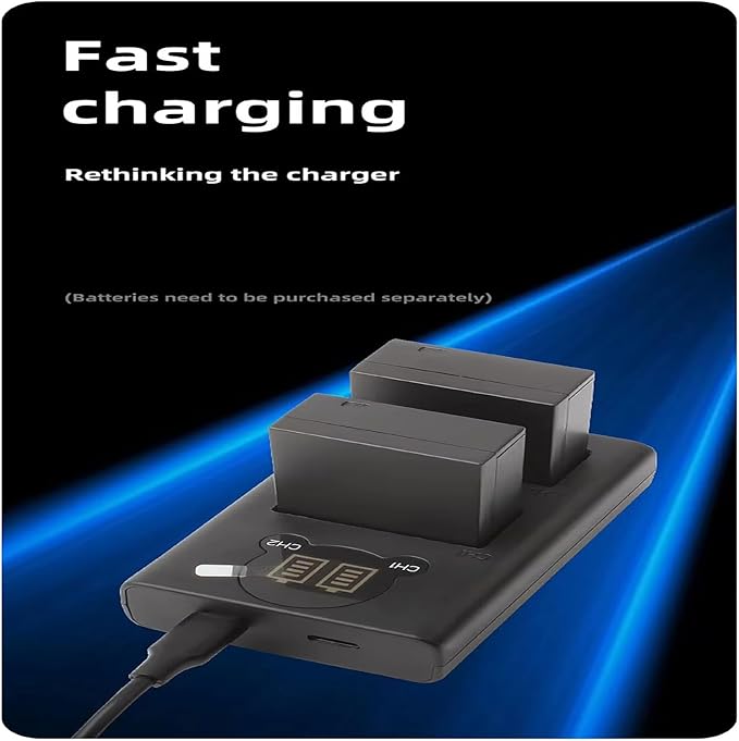 DMW-BLC12 Camera Battery Dual Charger, USB Portable, for G95/G85/G7/FZ1000 BP-DC12 BP-51, Dual Slot Fast Charger, with Micro USB Cable