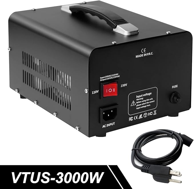 Cantonape Voltage Transformer Converter 3000 Watt Step Up/Down Convert from 110-120 Volt to 220-240 Volt and from 220-240 Volt to 110-120 Volt with 3 US Outlets, 3 Universal Outlets