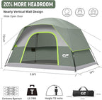 CAMPROS CP Camping Tent 2/4/6 Person, Waterproof Windproof Double Layer Dome Tent, Easy Setup with Large Mesh Windows & Wide Door for Outdoor Camping Backyard