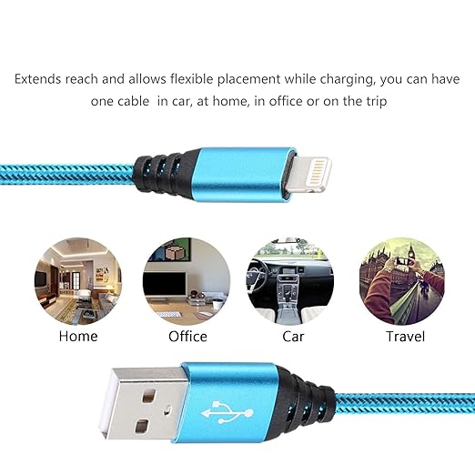 iPhone Charger 10FT 5Pack Apple MFi Certified Lightning Cable Fast Charging Nylon Braided USB-A to Lightning Compatible with iPhone 14/13 mini/14/13/12/11 Pro MAX/XR/XS/8/7/Plus/6S/SE/iPad