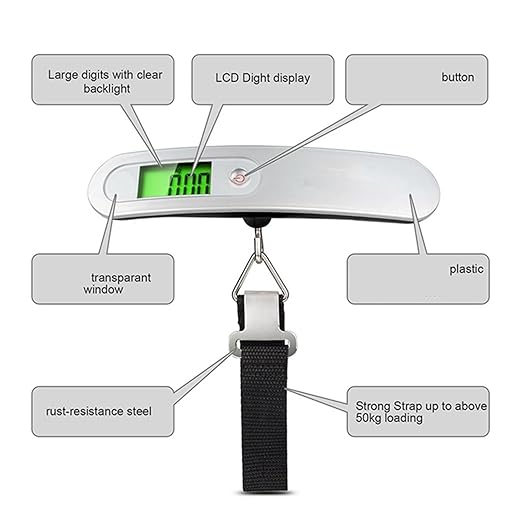 Luggage Weight Scale, Digital Luggage Weight Scale 50Kg High Precision Portable Electronic Weighing Scale Handheld Suitcase Hanging Scale,for Travel