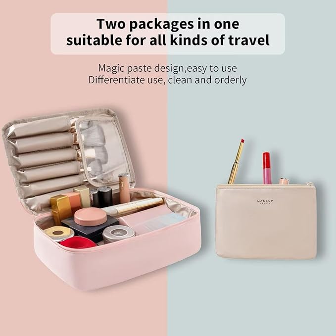 Queboom Travel Makeup Bag Cosmetic Bag Makeup Bag Toiletry bag for women and men(Pink)