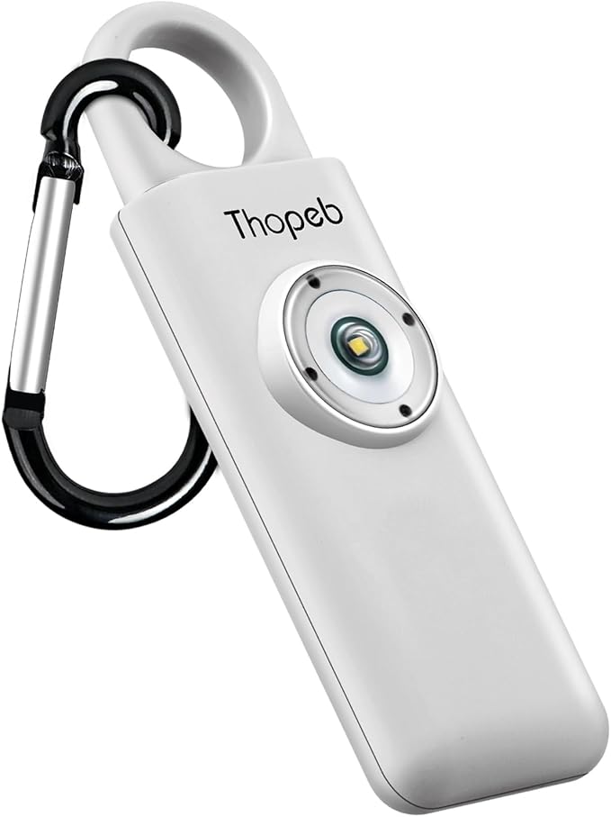 Thopeb–The Original Personal Safety Alarm for Women Self Defense – Elders & Kids Self Defense Keychain Siren – 135dB Loud Siren Bird Sound – Cute Key Chains Protection (Metallic Silver)