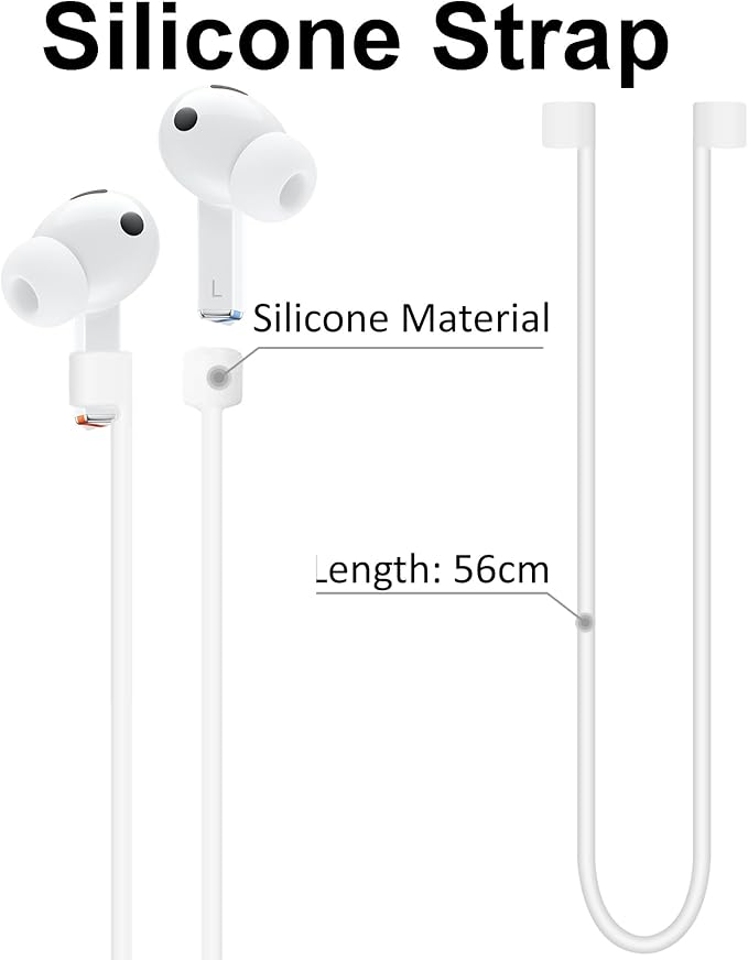 A-Focus Galaxy Buds 3 Pro Anti-Slip Kit Replacement Ear Hooks Sport Ear Tips Non-Slip Silicone Eartips and Covers Gel Wings Ergonomic Design Strap Compatible with Samsung Galaxy Buds 3 Pro White