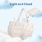 TOPDesign Puffer Tote Bag for Women, Lightweight Puffy Handbag with Compartments, Quilted Shoulder Bag for Work, Travel, Gym