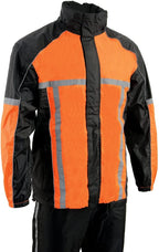 Milwaukee Leather MPM9510 Men's Black Water-Resistant Motorcycle Rain Suit with Hi Vis Reflective Tape