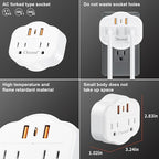 5 in 1 Wall Outlet Extender with USB & Type-C, Surge Protector, 2 AC Outlets, 1050J Fireproof, ETL/FCC Certified, Compact for Travel, Office, Home