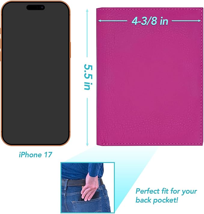 Hot Pink RFID Genuine Leather Passport Wallet
