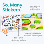 All Around Town 500+ Kids Sticker Book by Cupkin Fun Toddler Travel Activity Coloring and Sticker Book, Road Trip Essentials, 12 Coloring Pages 12 Side by Side Scenes for Ages 2–8 Years