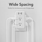 BN-LINK Multi Plug Outlet 2 Pack, 6 Wall Outlet Extender with 3 USB Charging Ports (1 USB C) Total 3.4A, 3-Sided Outlets Splitter Multiple Outlet Wall Plug for Home Office Dorm Room