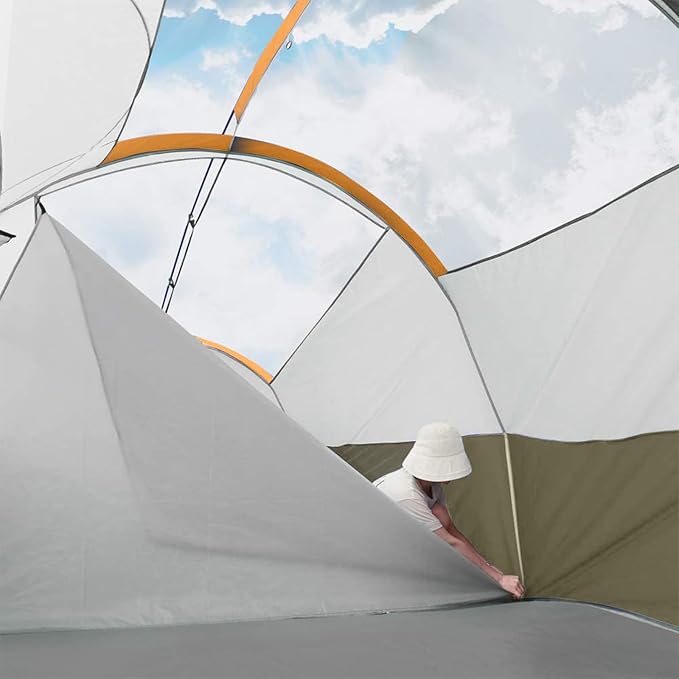 CAMPROS CP Tent 12-Person-Camping-Tents,3 Room Family Tents,Waterproof Windproof Family Tent with Top Rainfly,6 Large Mesh Windows,Double Layer,Easy Set Up, Portable with Carry Bag-20' x 9' x 72"(H)