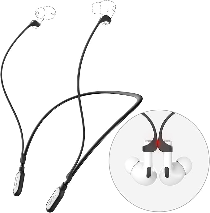 Ultra Strong Magnetic Compatible Airpod Pro Strap Anti-Lost Cord Sports Lanyard Compatible with Airpods 4 3 2 1 Pro 3 2 1, Black with White