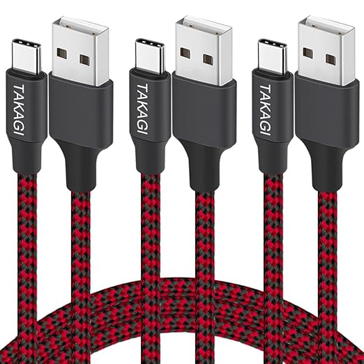 USB to USB C Cable (3Pack 6ft) USB A to Type C Cable Fast Charging Nylon Braided Data Sync Transfer Cord USB C Charger for iPhone 17 Pro Max/17 Air/16e/16 15 Pro/15 Plus/Galaxy S20 S10 Note 20(Red)
