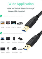 XBOHJOE USB 3.0 Male to Male Cable 15ft Type A Male to A Male Cord 5 Gbps Double USB a to USB a Cable Compatible with Hard Drive Cooling Fan/pad DVD Player and More (Black, 15FT)